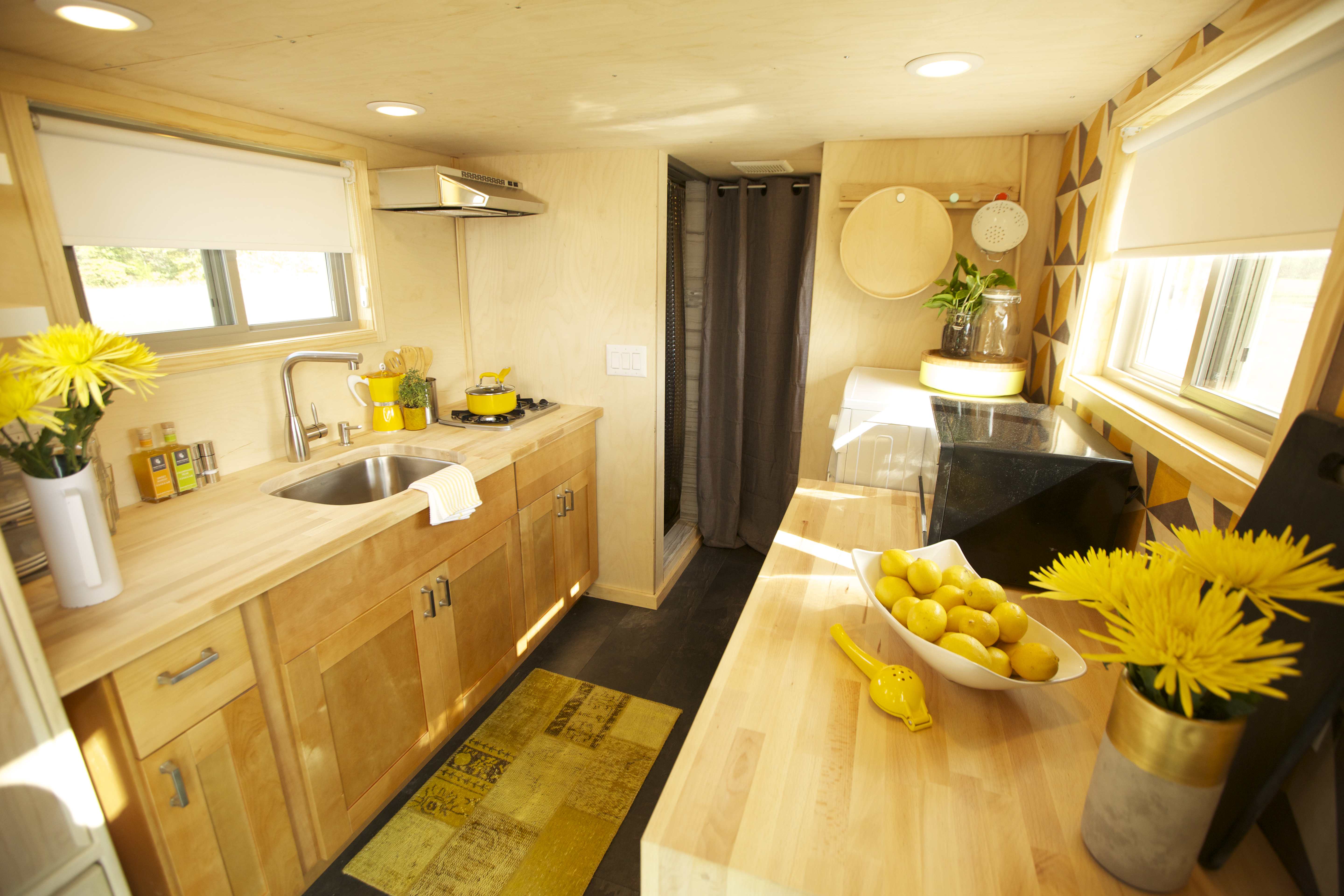 galley kitchen in tiny house