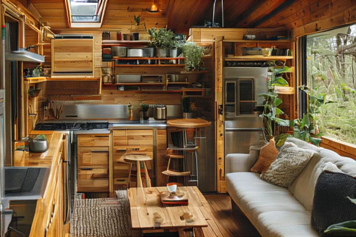 rustic tiny house interior